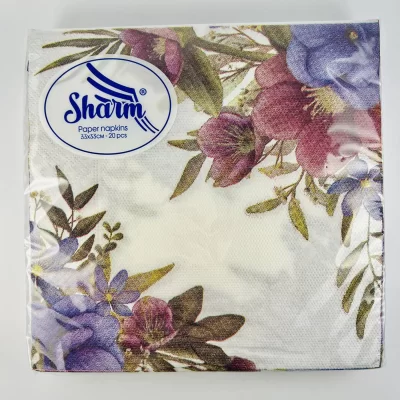 Серветки 33*33 2-х шарові квіти (20шт/уп;30уп/ящ)