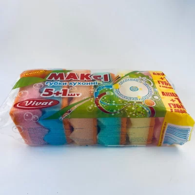 Губки кухоннi Максі ТМ VIVAT 5 шт (60шт. в ящику)