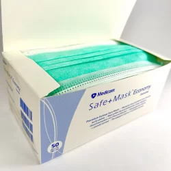 Процедурные маски с петлями для ушей Safe+Mask Economy, зеленый (50 шт/уп; 10 уп/ящ)