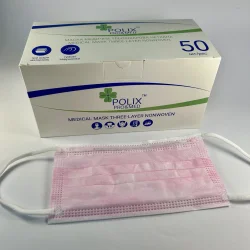 Маска 3-х шар.резинка з нос.фікс.Polix Pro&Med(50шт/уп)спандбонд рожевий