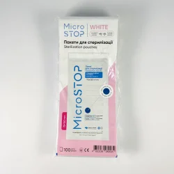 Крафт пакет для стерилізації інструментів Microstop з індикатором 75*150 білі (100шт/уп) (30 уп/ящ)