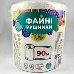 Рушник целюлозний Файні рушники Джамбо 2-х шаровий 90 м 1р.(6шт/мішок)