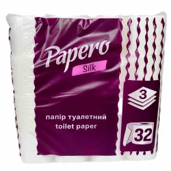 Туалетная бумага целлюлозная Papero Silk 3ш. 32 рул (3 шт/м)